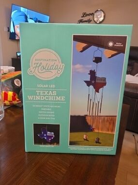 ​NIB Destination Holiday Solar LED Texas Windchime 38" Outdoor Patio Decor